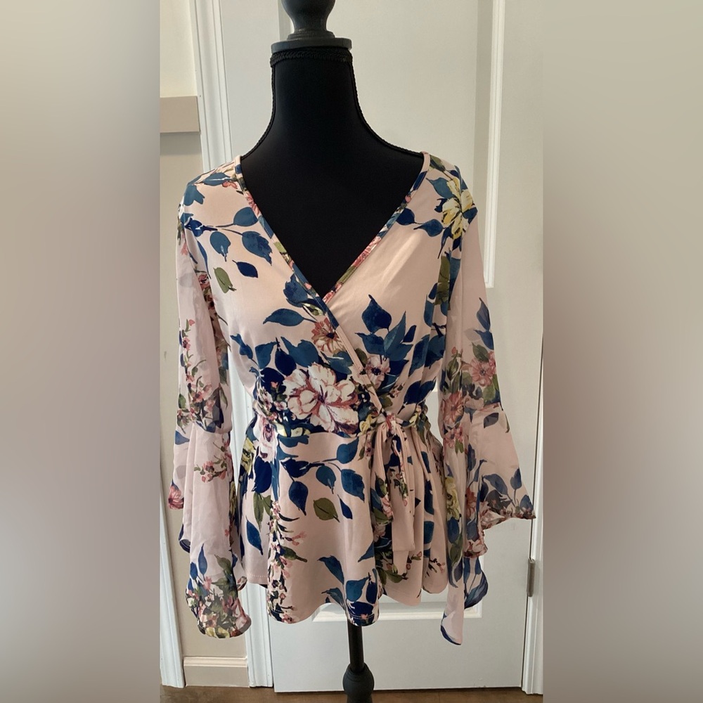 PerSeption Concept Pink and Blue Patterned Blouse